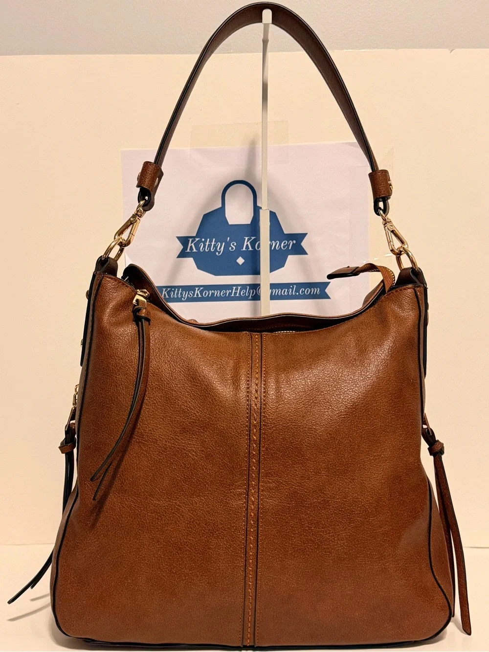 NWOT Realor Hobo Vegan Leather Tote /Crossbody Handbag in Brown